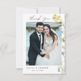 Cartão de Agradecimento de Casamento Elegante com 