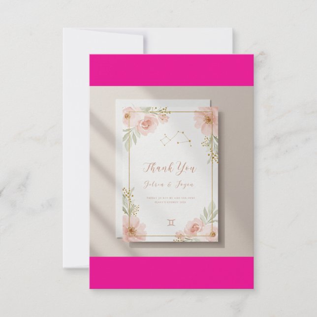 Cartão de Agradecimento de Casamento Elegante de G (Frente)