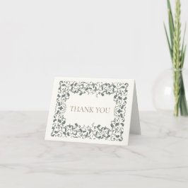 Cartão de Agradecimento de Casamento Elegante e Or
