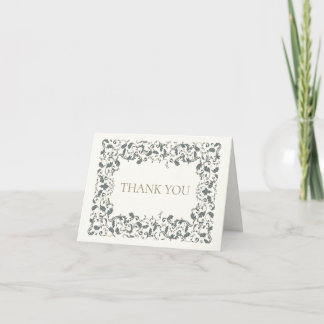 Cartão de Agradecimento de Casamento Elegante e Or