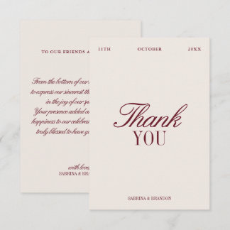 Cartão de Agradecimento de Casamento Elegante Marf