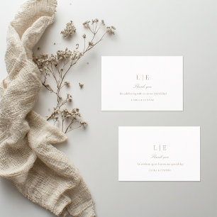 Cartão de Agradecimento de Casamento Elegante Mono