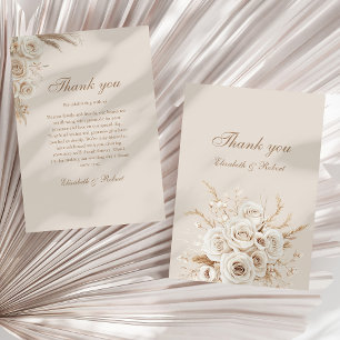 Cartão de Agradecimento de Casamento Elegantes Ros