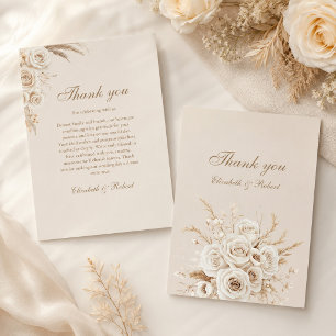 Cartão de Agradecimento de Casamento Elegantes Ros