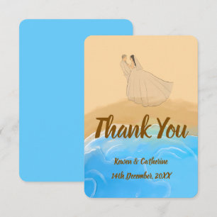 Cartão de Agradecimento de Casamento em Aquarela d