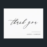 Cartão de Agradecimento de Casamento em Caligrafia<br><div class="desc">Envie agradecimentos com este cartão postal de agradecimento personalizável. Ele apresenta caligrafia manuscrita e tipografia clássica. Personalize este cartão de agradecimento de casamento adicionando seus detalhes. Este cartão postal de agradecimento de caligrafia é perfeito para ocasiões especiais e uso comercial e pessoal.</div>