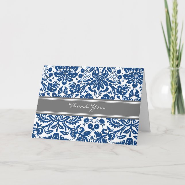 Cartão de Agradecimento de Casamento em Damask Cin (Frente)