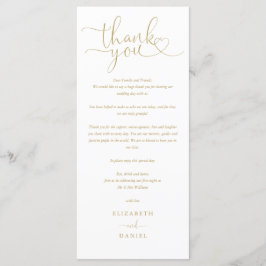 Cartão de Agradecimento de Casamento em Dourado co