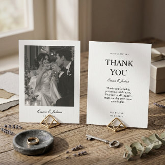 Cartão de Agradecimento de Casamento em Foto Preto