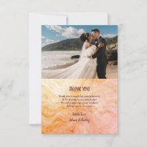 Cartão de Agradecimento de Casamento em Mármore de