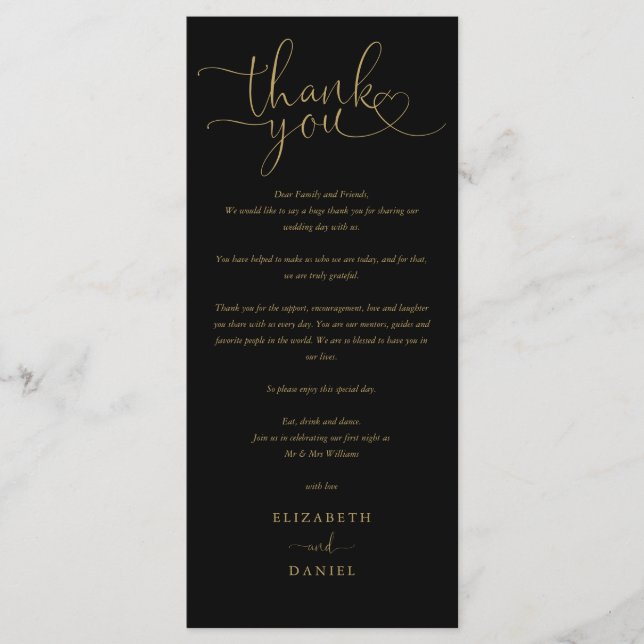 Cartão de Agradecimento de Casamento em Script Pre (Frente)