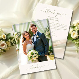 Cartão de Agradecimento de Casamento em Verde Salv