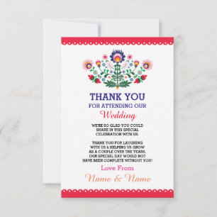 Cartão de Agradecimento de Casamento Fiesta Vermel
