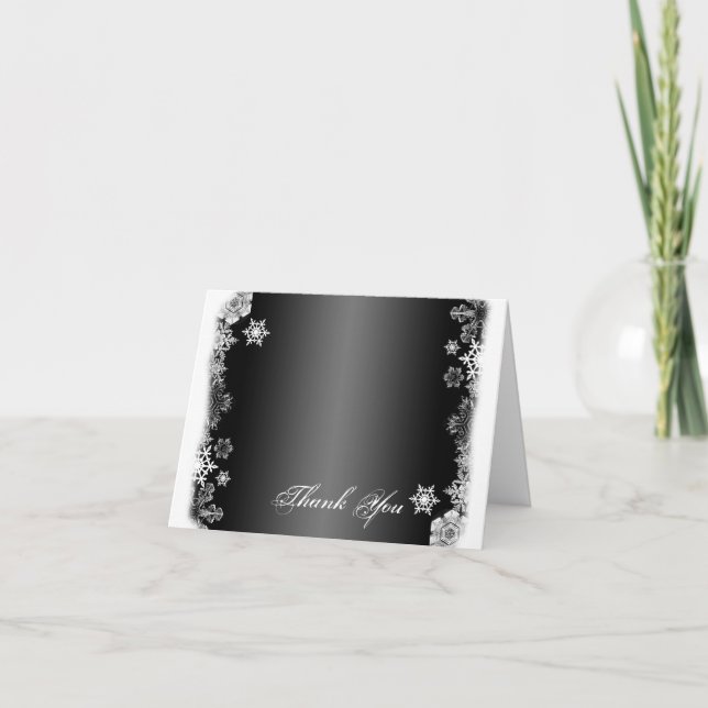 Cartão de Agradecimento de Casamento Floco de Neve (Frente)