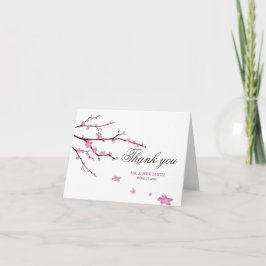 Cartão de Agradecimento de Casamento Flor de Cerej