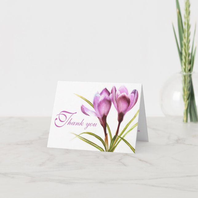 Cartão de agradecimento de casamento flor roxa de  (Frente)