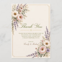 Cartão de Agradecimento de Casamento Flor Silvestr
