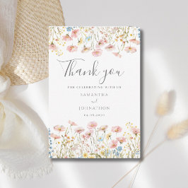 Cartão de Agradecimento de Casamento Flor Silvestr