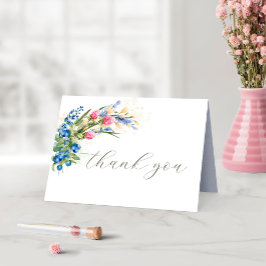 Cartão de Agradecimento de Casamento Flor Silvestr