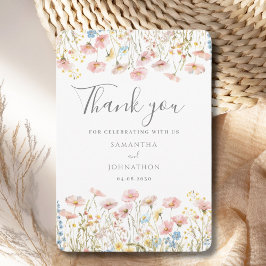 Cartão de Agradecimento de Casamento Flor Silvestr