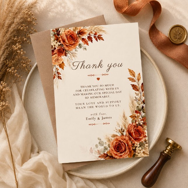 Cartão de Agradecimento de Casamento Florais da Co (Criador carregado)