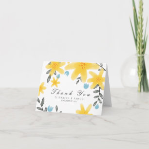 Cartão de Agradecimento de Casamento Floral Amarel