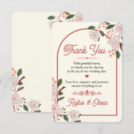 Cartão de Agradecimento de Casamento Floral Arquea