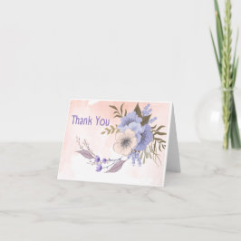 Cartão de Agradecimento de Casamento Floral Azul E