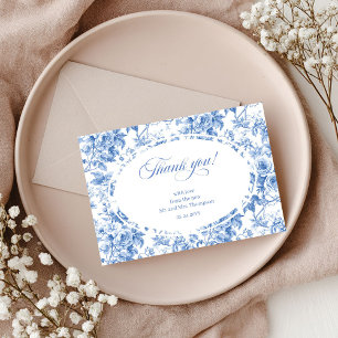 Cartão de Agradecimento de Casamento Floral Azul E