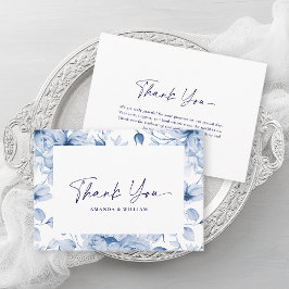 Cartão de Agradecimento de Casamento Floral Azul E