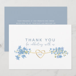 Cartão de Agradecimento de Casamento Floral Azul E