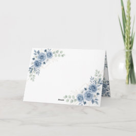 Cartão de Agradecimento de Casamento Floral Azul E