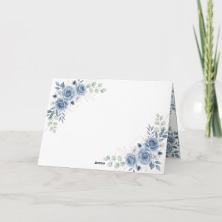 Cartão de Agradecimento de Casamento Floral Azul E