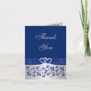Cartão de Agradecimento de Casamento Floral Azul P