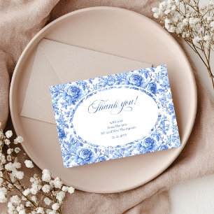 Cartão de Agradecimento de Casamento Floral Azul P