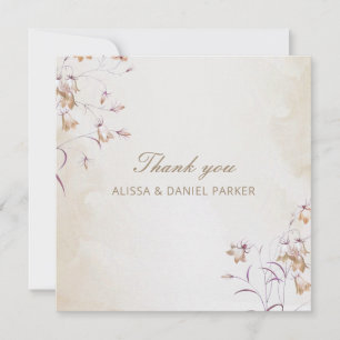 Cartão de Agradecimento de Casamento Floral Boho