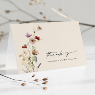 Cartão de Agradecimento de Casamento Floral Boho