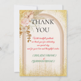 Cartão de Agradecimento de Casamento Floral Boho c