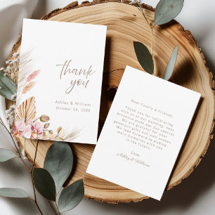 Cartão de Agradecimento de Casamento Floral Boho N
