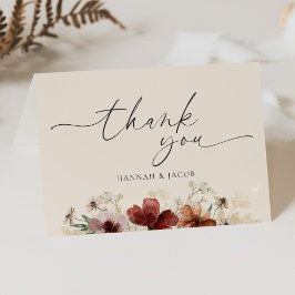 Cartão de Agradecimento de Casamento Floral Boho W