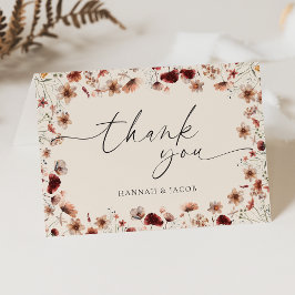 Cartão de Agradecimento de Casamento Floral Boho W