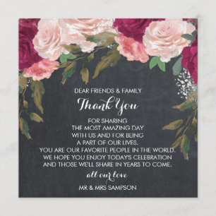 cartão de agradecimento de casamento floral borgon