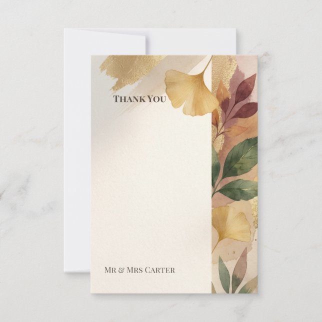 Cartão de Agradecimento de Casamento Floral Borgon (Frente)