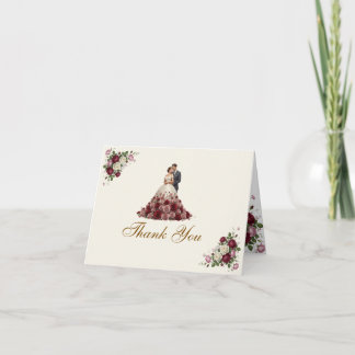 Cartão de Agradecimento de Casamento Floral Borgon