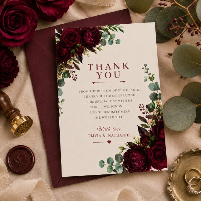 Cartão de Agradecimento de Casamento Floral Borgon (Criador carregado)