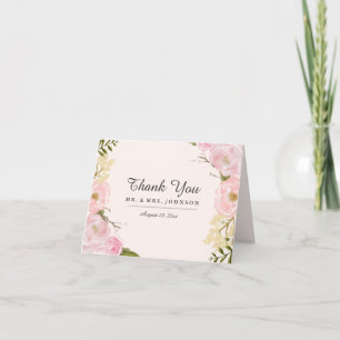 Cartão de Agradecimento de Casamento Floral Botâni