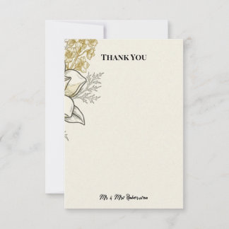 Cartão de Agradecimento de Casamento Floral Botâni