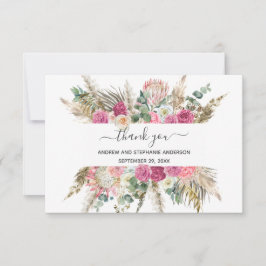 Cartão de agradecimento de casamento floral botâni