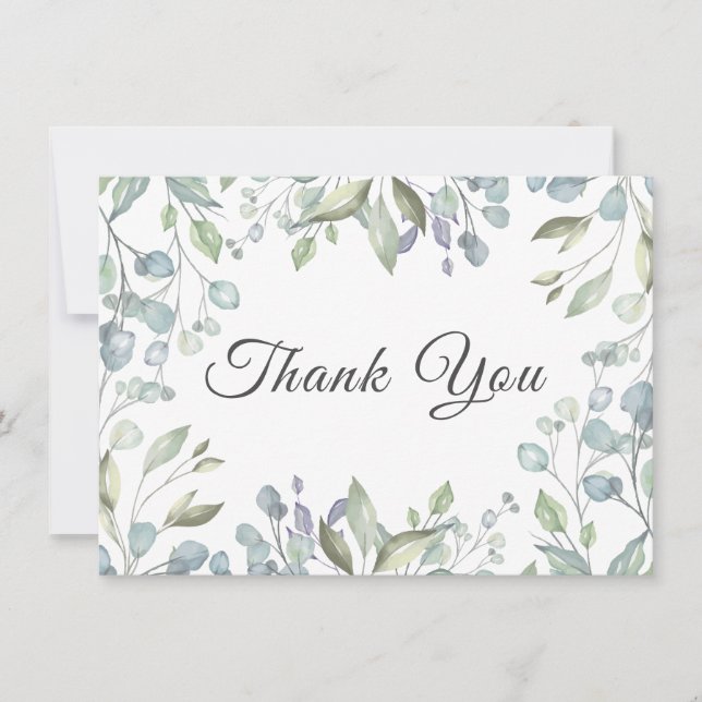 Cartão de Agradecimento de Casamento Floral com Fo (Frente)