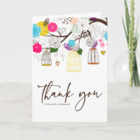 Cartão de Agradecimento de Casamento Floral com Ga